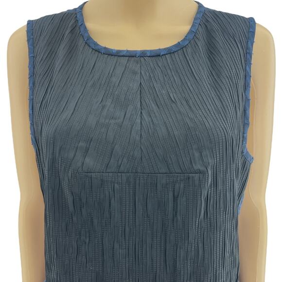 Rachel Rachel Roy US 12 Blue Black Crinkle Pleat Fit & Flare Mini Dress - Picture 2 of 6